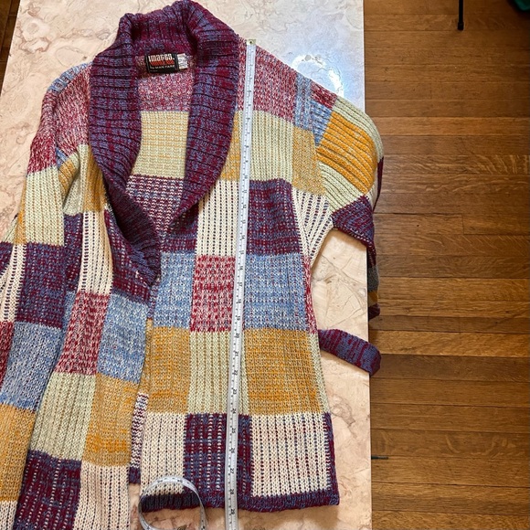 Vintage 70s Man Fare Men’s Patchwork Acrylic Cardigan Sweater Size Large - Picture 6 of 10
